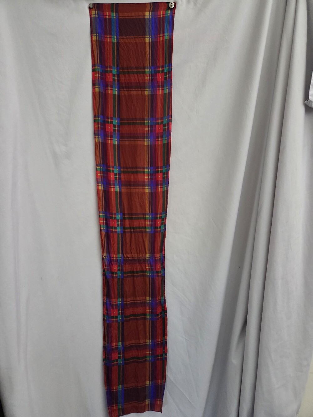Multicolor Plaid Rectangular Silk Scarf